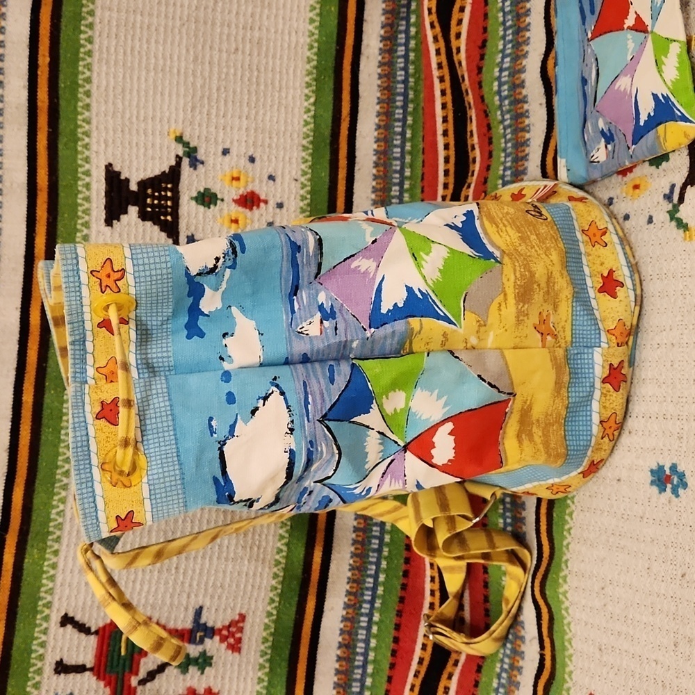 Anne Ormsby Sun and Sand Beach Backpack Sling Bag with Pouch VINTAGE - Picture 4 of 7